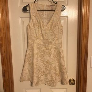 Cream and gold floral print dress